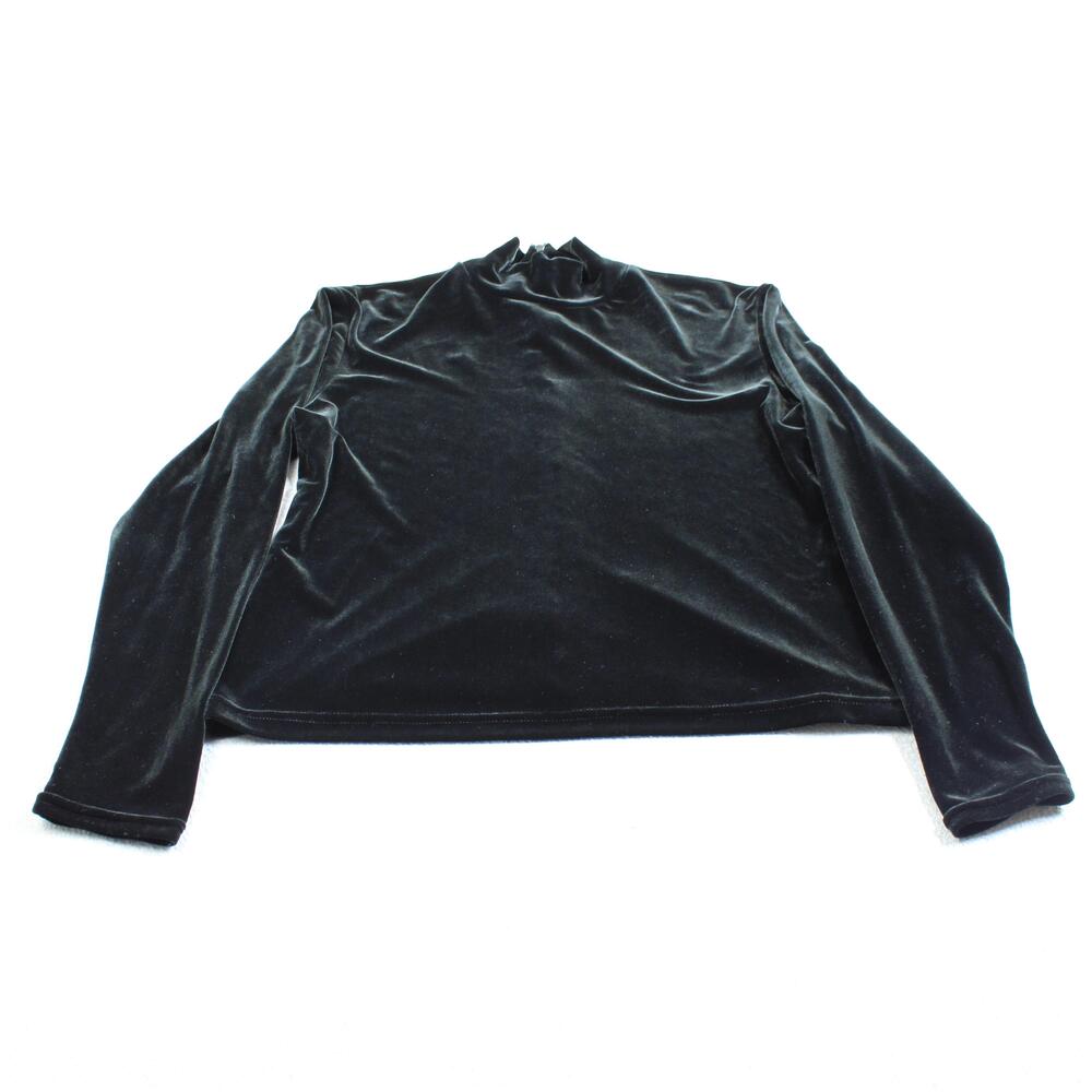 Classiques Entier Shirt Women Large Petite Velvet Black Mock Neck Stretch Boho